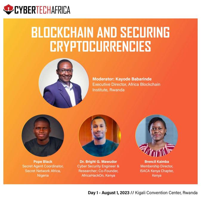 Coming this Tuesday!

#CyberTechAfrica welcomes <a href="/SCRTAfrica/">Secret Network Africa</a> Lead <a href="/thepopeblack/">Popeblack</a> for "Blockchain and Securing Cryptocurrencies." This big event is hosted by <a href="/Cybertech_Globl/">Cybertech Global</a> &amp; <a href="/Cybersec_Rwanda/">National Cyber Security Authority</a>, and tickets are still available.

Get yours today! 👇
africa.cybertechconference.com

$SCRT