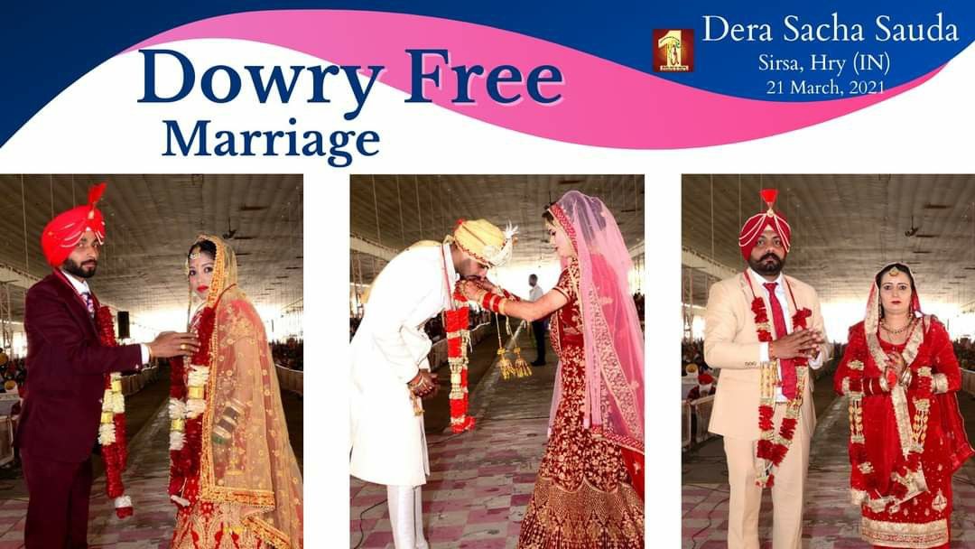 Millions of Dera Sacha Sauda volunteers are took a pledge to get married without the dowry system.
Inspired by saint Dr Gurmeet Ram Rahim Singh Ji Insan.
#DowryFreeMarriages
#DSSAgainstDowry
#DowryFreeSociety
#SaintDrMSG
#DeraSachaSauda
#SaintDrGurmeetRamRahimJi
#BabaRamRahim