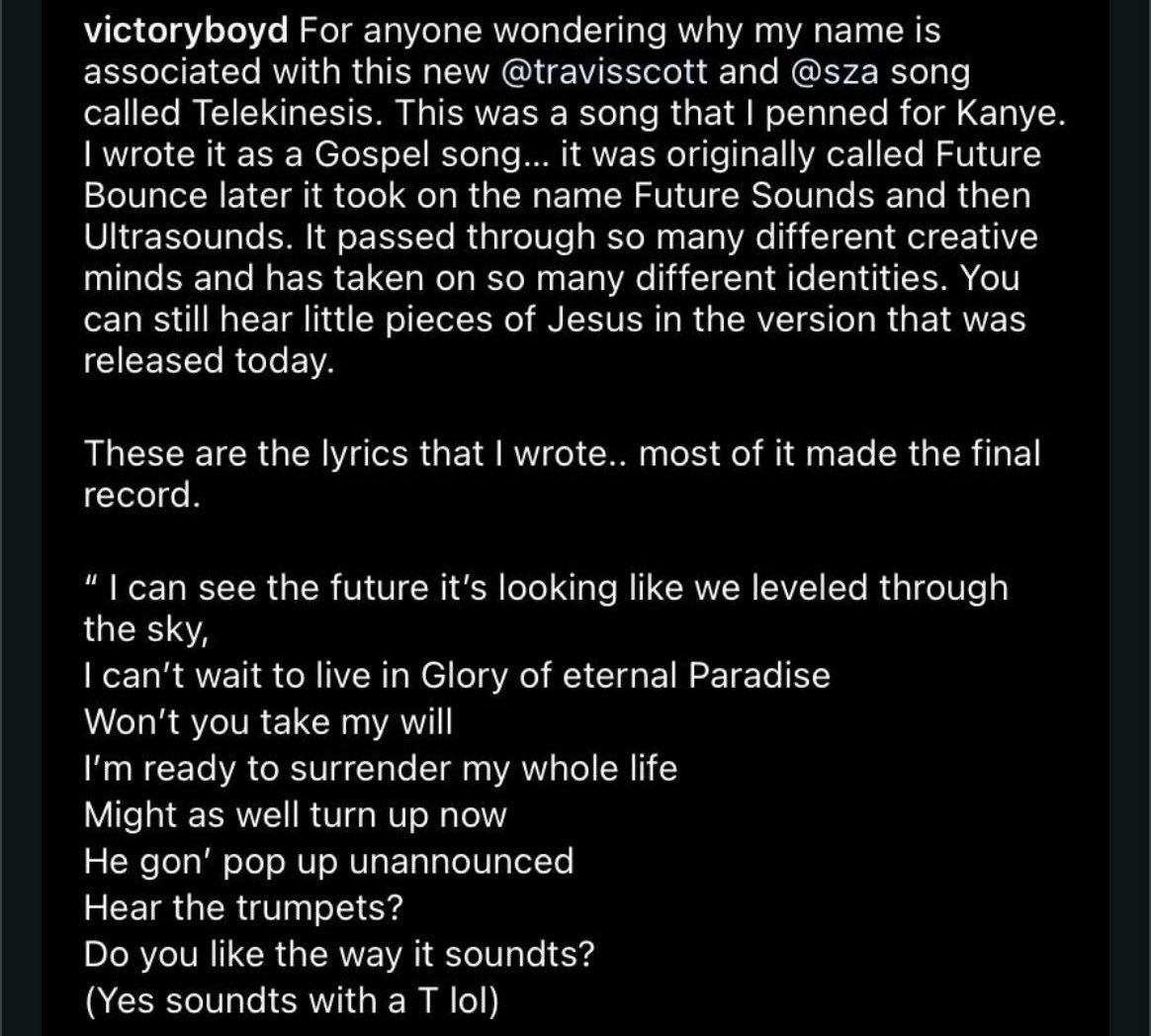 helloyassine2's tweet photo. Gospel artist and songwriter Victory Boyd talks about Travis Scott turning “Future Sounds” from a gospel song into “Telekinesis”, a secular song.

 He also claims Astroworld fest was a “demonic situation”. https://t.co/C2ETqfGz1b