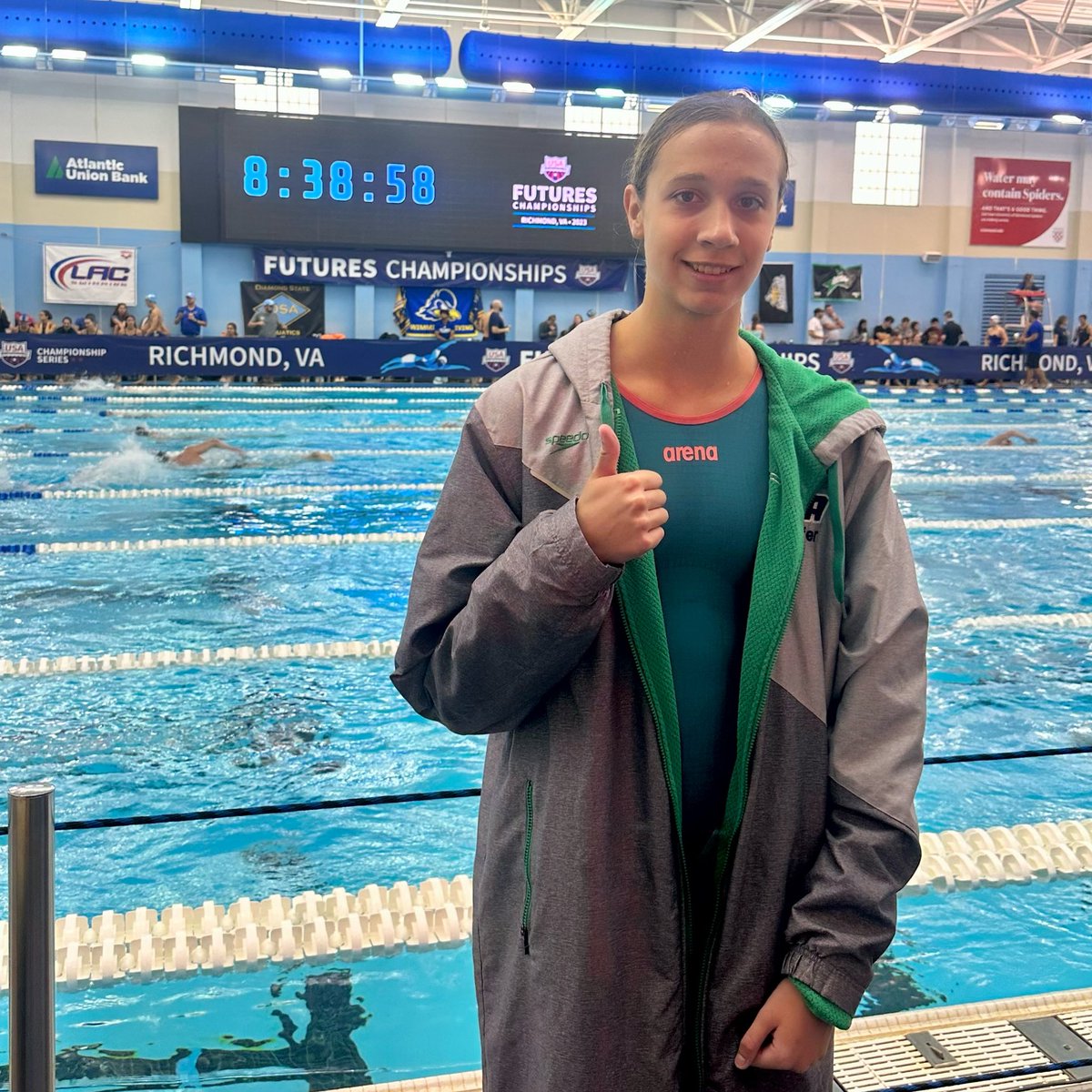 PRA_swimming's tweet photo. Elizabeth, Sarah Anne and Coach Pete at Futures in Richmond, VA.
#PRA #usaswimming #AMS #amswimming #longcourse #futures #championshipseries #barbiemovie #lifeskill #buildstrength #buildconfidence #improvetechnique #makingmemories #fastswims #racetheclock #letsgo #swimmeets https://t.co/t18OL4Qgu7