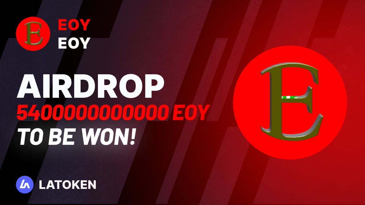Latoken_cex's tweet photo. 🏆 $4000 EOY (EOY) Airdrop on #LATOKEN 

🔥 1259 Winners.
✅ Complete all tasks and qualify for the #Airdrop 
📲 Tag 5 Friends and Share.
⏰ July 29, 2023 - August 11, 2023.

JOIN #EOY AIRDROP👉 https://t.co/UixzNpoTJG https://t.co/63z6TE9Ogz