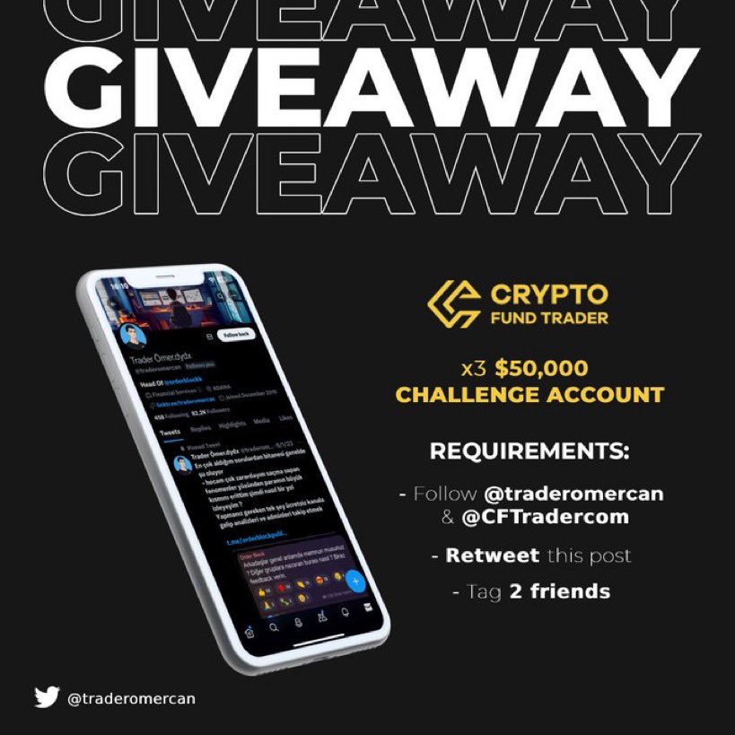 traderomercan's tweet photo. Baya talep olduğundan bir çekiliş daha yapma gereği duydum. 
3 kişiye 50.000$ lık fon veriyorum.

@CFTradercom @traderomercan 
takip ✅
Bu twiti retweet yap ✅ 
2 arkadaşını etiketle ✅ https://t.co/ZGJOtFcCRS