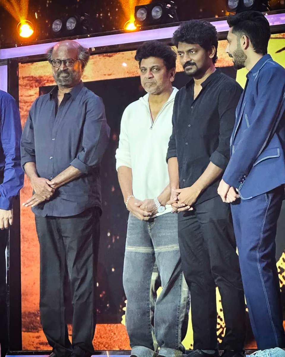 NimmaShivanna's tweet photo. #JailerAudioLaunch 
Kudos to the entire team for putting together a spectacular show.
#Jailer in Theatres August 10th
#JailerFromAug10

@rajinikanth @Nelsondilpkumar @anirudhofficial @Mohanlal @bindasbhidu @tamannaahspeaks @meramyakrishnan @suneeltollywood @iYogiBabu @sunpictures https://t.co/Ro0B5fdJGO