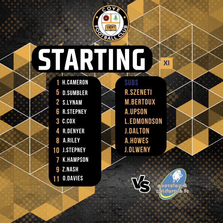 CoveFC_Official's tweet photo. Starting line up… 19 men⚽️ 

#WeAreCove
#StartingXL https://t.co/AaKIwMVpZu