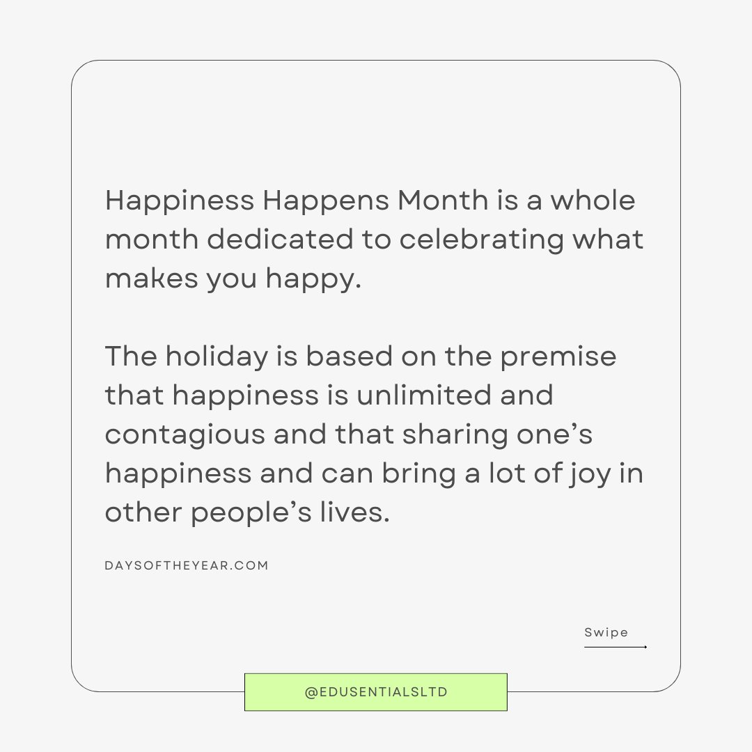 EdusentialsLTD's tweet photo. Happiness is contagious… What makes YOU happy? 🥰

#HappinessHappensMonth #HappinessHappens #SpreadHappiness #ChooseHappiness #JoyfulAugust #BeHappyNow #FindYourJoy #PositiveVibesOnly #HappinessCelebration #HappinessIsContagious #SmileMore #HappyThoughts
#ShareTheHappiness https://t.co/uS6MGwrVSk