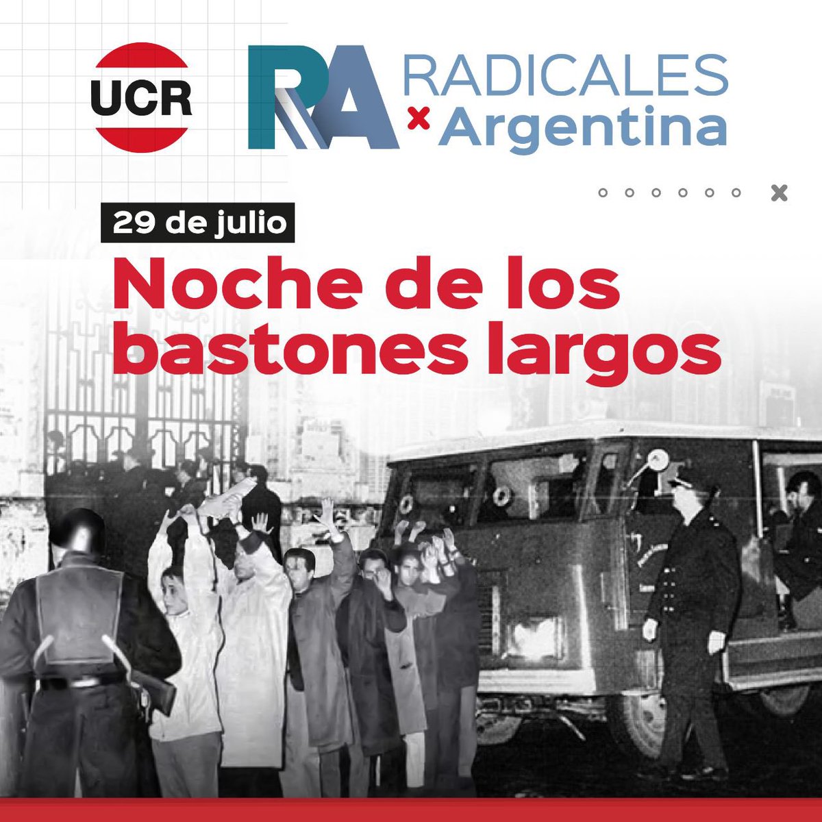 Cómo todos los 29 de Julio se cumple un aniversario de la Noche de los Bastones Largos

La dictadura militar que derrocó a Illia decretó la intervención a universidades, en un proceso repleto de represión y violencia.