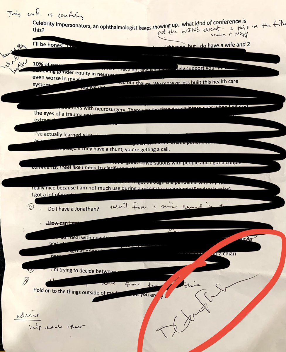 Debarati Bhanja (@debaratibhanja) on Twitter photo When I met <a href="/DGlaucomflecken/">Dr. Glaucomflecken</a> in April, I opened w/ a line from my favorite sketch. "Hi I'm Debi I'm interested in Protein Medicine"
It was silly but he laughed! We had a nice convo. Then he signed his joke script & told me to hang it in my call room when I become a nsgy resident When I met <a href="/DGlaucomflecken/">Dr. Glaucomflecken</a> in April, I opened w/ a line from my favorite sketch. "Hi I'm Debi I'm interested in Protein Medicine"
It was silly but he laughed! We had a nice convo. Then he signed his joke script & told me to hang it in my call room when I become a nsgy resident