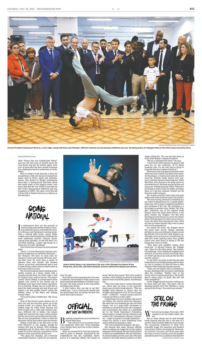 Saturday's @washingtonpost front: 'A delicate dance.' Read the full story, by @Lescarpenter, here: wapo.st/breakdancing