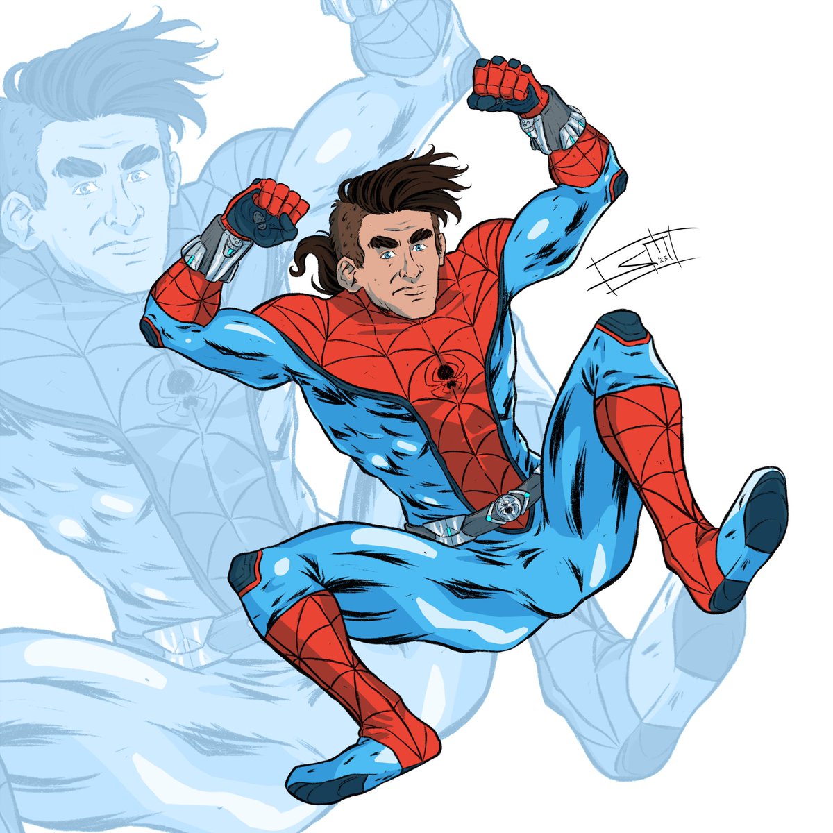 Spider-Man needs no introduction, but what if this is not the ONLY Spider? My first #spidersona is ... well, simply Spider-Man, but in this universe Uncle Ben and Aunt May had a son, Derek, but they also adopted their nephew Peter after his parents died. (1/2)

#spiderman