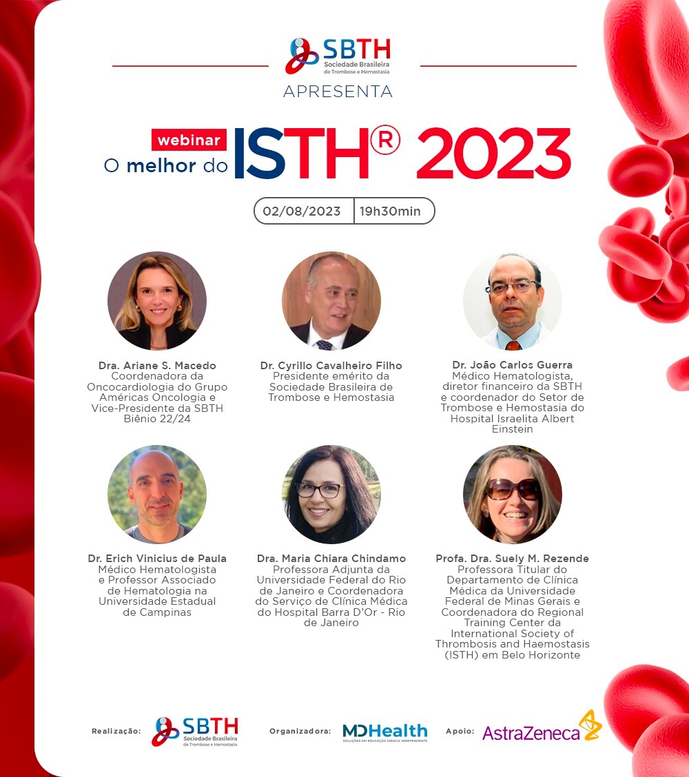 SBTH_BSTH's tweet photo. WEBINAR: O melhor do ISTH®️ 2023, 2 de agosto, às 19h30. Não deixe de se inscrever, o evento é online e gratuito!
Link de inscrição:
👉 https://t.co/1NlxTuO4KQ
#sbth #isth #webinar https://t.co/P2isqEnW3N