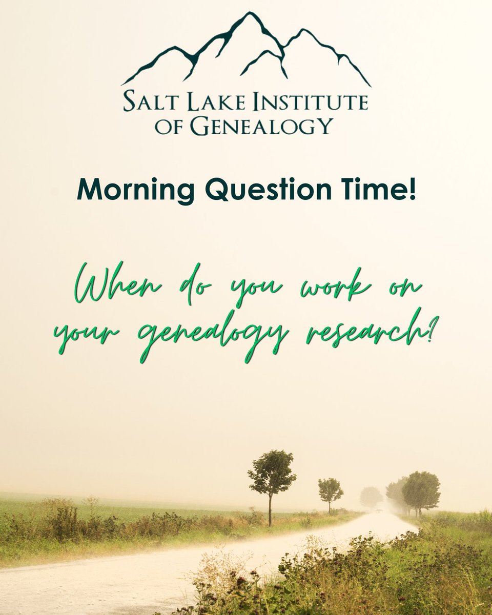 It's Saturday morning and many of us work on genealogy research on the weekends, but when do you have time to work on your genealogy research? #morningquestion #genealogy #research #weekend #evening #daytime #allthetime #SLIG