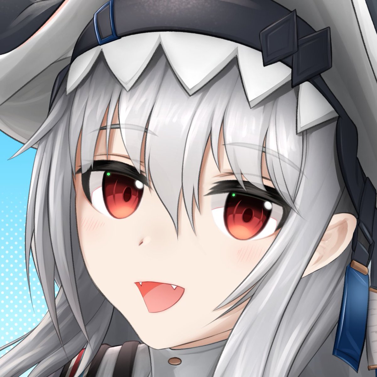 specter (arknights) 1girl solo red eyes smile looking at viewer open mouth portrait  illustration images