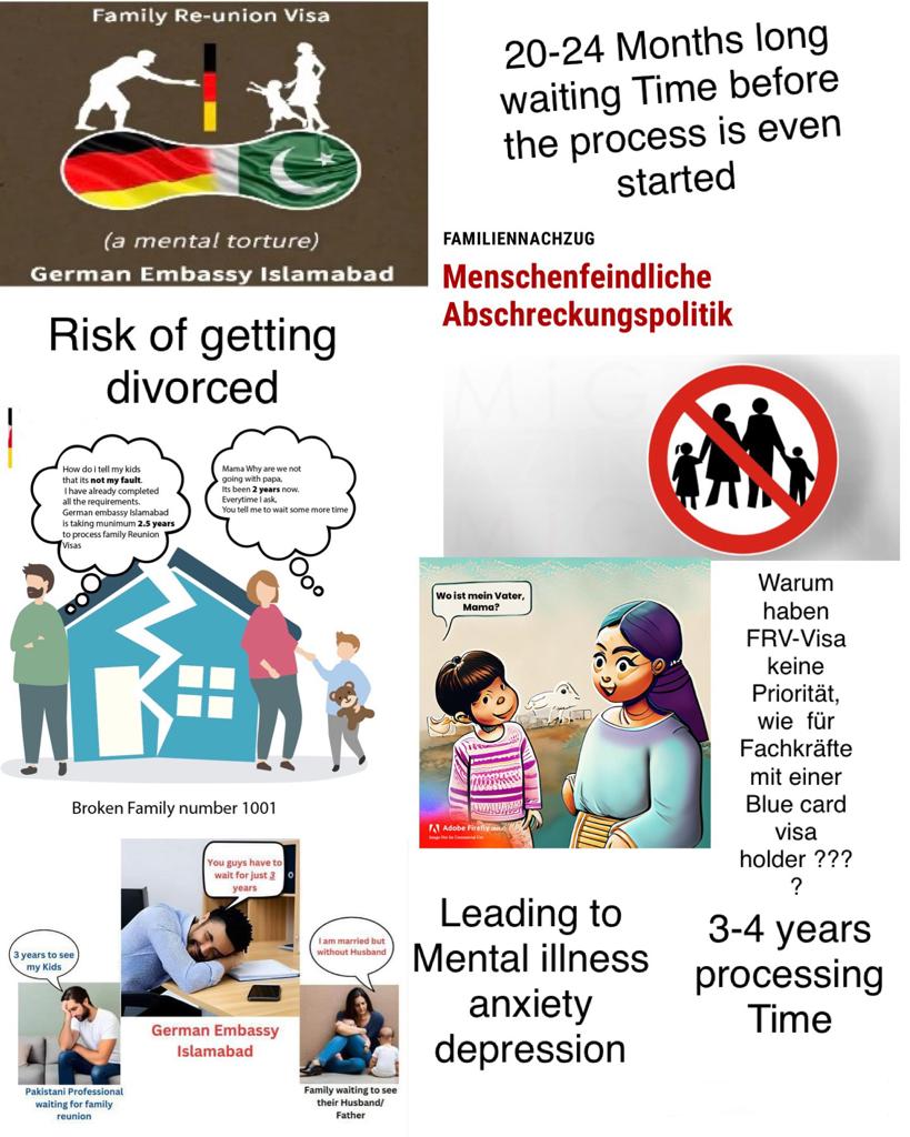 imshee67's tweet photo. Pakistani professionals working in Germany are suffering "Family Reunion Visa" which is taking around 3years to be finalised.
Famlies are broken!
Please accelerate 
#3JahrefürVisum
#DelayedFamilyVisa
#FamilienvisumPakistan

@GermanyinPAK @ABaerbock @GERinPAK4youth @MartinKobler3 https://t.co/K1kK7ftPWr