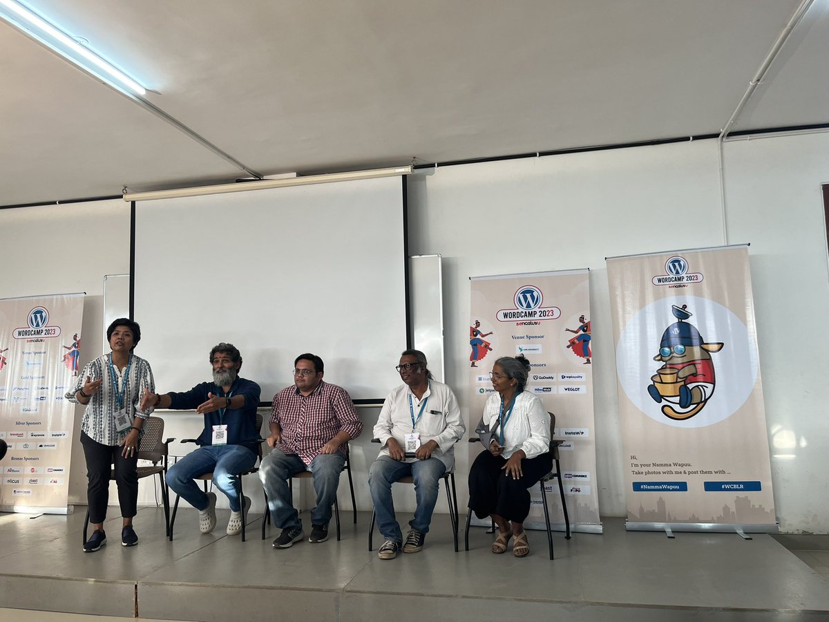 ideasmithy's tweet photo. The show stopper panel on the future of open source. @adityakane @aadvaark @devinemaetzri #WPBlr https://t.co/7BSaEhwV0W