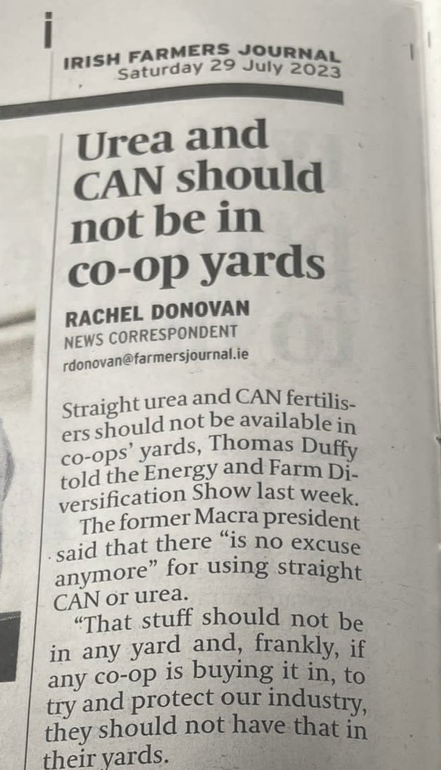 Banning of straight Urea would be a hammer blow for farms transitioning to biological farming,and has been clearly signalled to Dept of Ag by those qualified in the field.

Promoting a synthetic N inhibitor,will have huge consequences for soil biology and natural N fixing systems