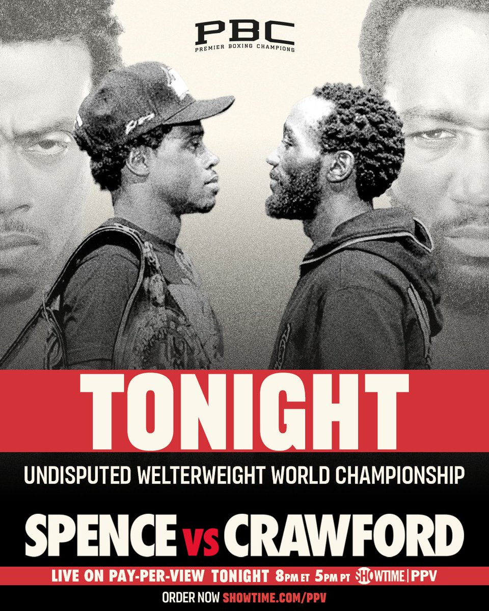 atsboxing's tweet photo. Tonight @ErrolSpenceJr and @terencecrawford engage in a long-awaited battle that will define their careers and reshape the current boxing landscape. 

Order #SpenceCrawford now: https://t.co/lcYztq47iF https://t.co/NKxf6nqokZ