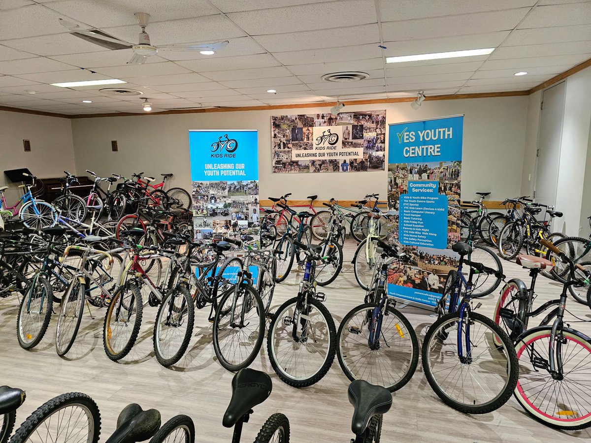 Our team is  getting ready to welcome 250 valunerable Kids/ youths in low income w/ no bike to our 6th <a href="/yyckidsride/">yyckidsride</a> for the opportunity to own a bike

Huge thank you to  generous Calgarians who donted bikes &amp; many volunteers for making it possible 
#yyc #Calgary #yycbike #YOUTH