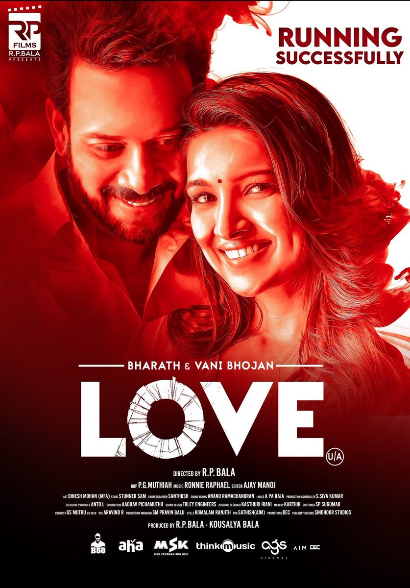 #Love - 3.25 ⭐ Decent Pshycological Thriller Lead By Gud Perfomances Music & Cinematography👍 @bharathhere & @vanibhojanoffl Both Delievered Gud Perfomances 👌 & Chemistry Between Them Too Gud ❤ @actorvivekpra & @Danielanniepope Did Their Supporting Part Well 👍Runtime Big +