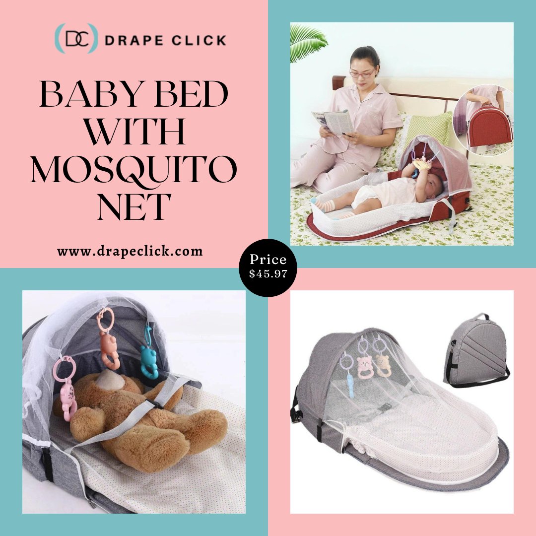 DrapeClick's tweet image. Introducing the Portable Baby Bed with Mosquito Net!  Keep your little one safe and comfortable wherever you go with our multi-functional, compact, and lightweight baby bed. 

Shop Now: bitly.ws/PuiF 

#PortableBabyBed #BabyEssentials #BabyGear