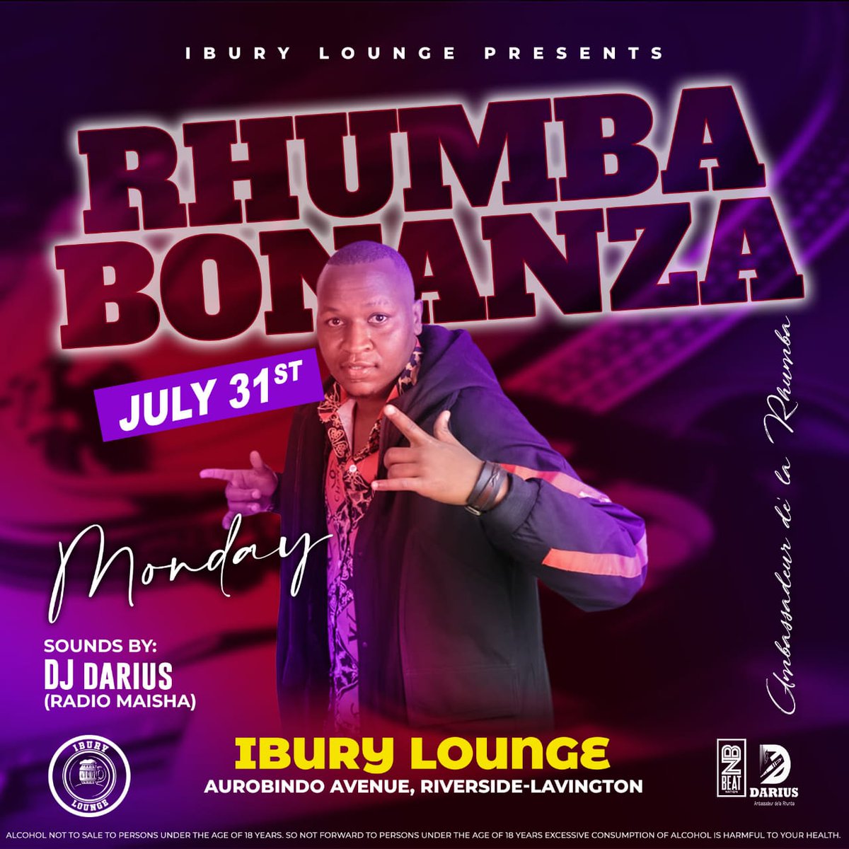 Beat Nation (@beatnationkenya) on Twitter photo Monday kama kawa it's a Rhumba Bonanza with @dj_darius1 at <a href="/ibury_lounge/">Ibury Lounge</a> #BeatNationKenya Monday kama kawa it's a Rhumba Bonanza with @dj_darius1 at <a href="/ibury_lounge/">Ibury Lounge</a> #BeatNationKenya