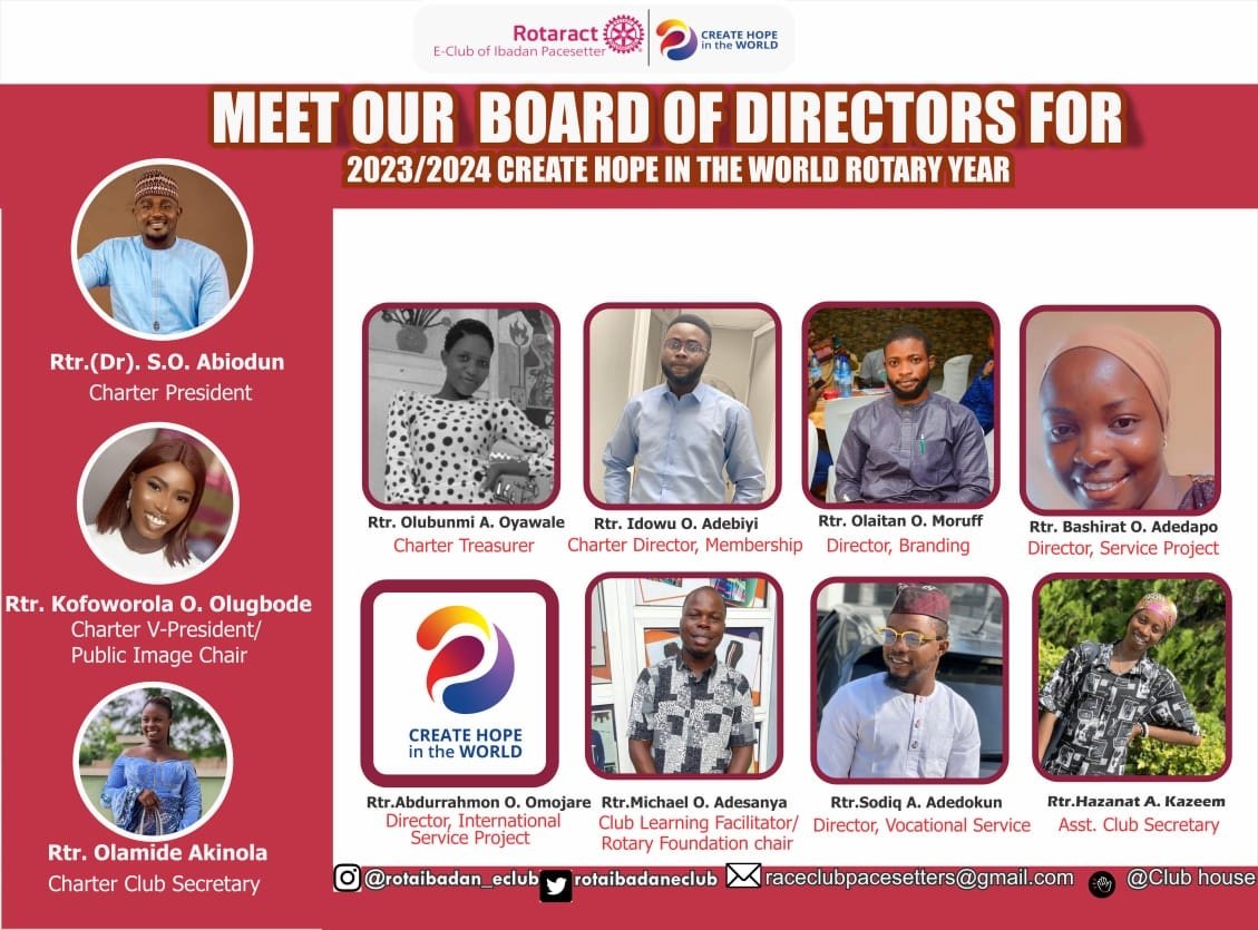 rotaibadaneclub's tweet photo. Meet our board of directors for the create hope rotary year 2023/2024👏 https://t.co/QyNXRIPZaJ