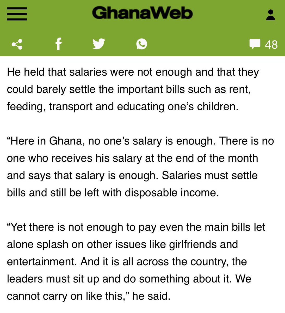Ghanaians are going through a lot because of low salaries. Okyenhene Osagyefo Amoatia Ofori Panin II is asking our leaders to do something about the salaries citizens take. The youths, especially the guys, are into internet fraud because of unemployment and low salaries.
