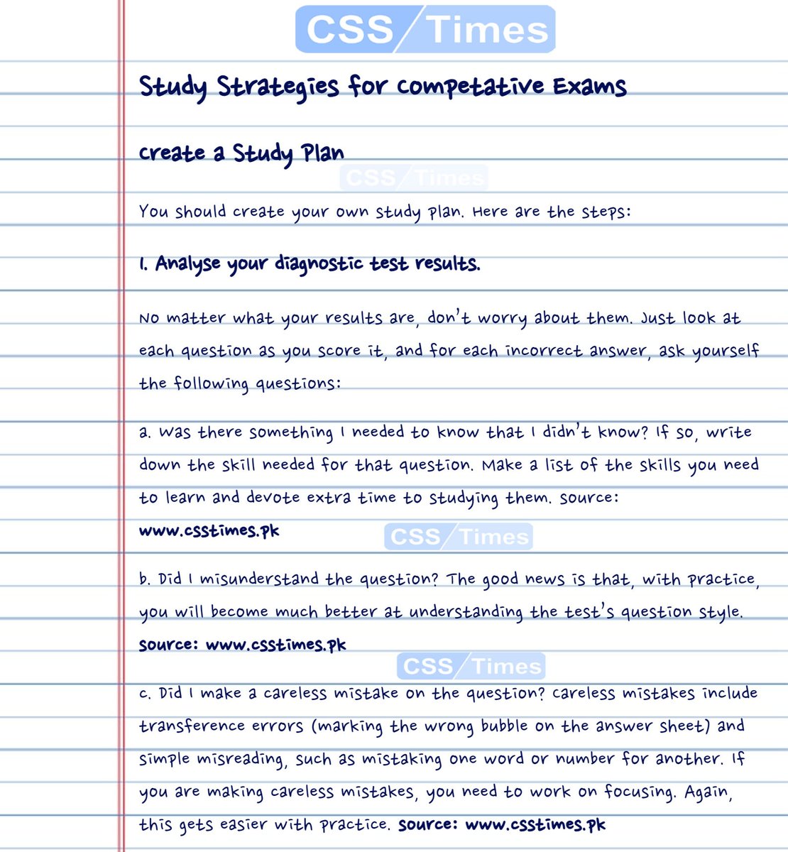 CssTimes's tweet photo. #Study #Strategies for #competative #exams
#csstimes
#CSSExams
#PMSExams
#examsuccess https://t.co/pT1MdtLzHe