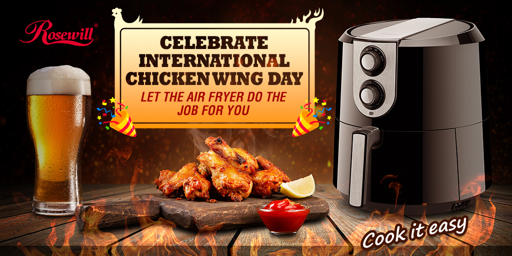 Wing it like a pro! Our air fryer makes every chicken wing a golden delight on International Chicken Wing Day! 
loom.ly/0P33aX8
#Rosewill #airfryer #chickenwings #internationalchickenwingday #chickenwing #chicken
