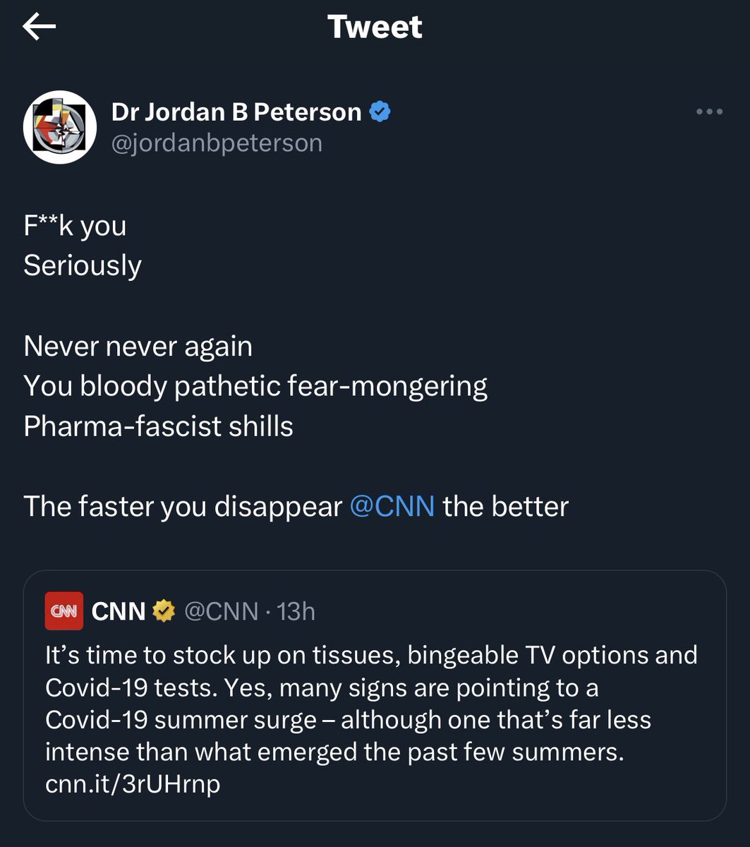 DrEricDing's tweet photo. Mr Peterson—I’m sorry you feel this angry. But the wastewater #COVID19 data doesn’t care about CNN or about your feelings. Wastewater doesn’t “shill” for big pharma—and, big pharma doesn’t control what people poop into the toilets 🚽. @jordanbpeterson—truth is #CovidIsNotOver. https://t.co/nLAnsD4YMU
