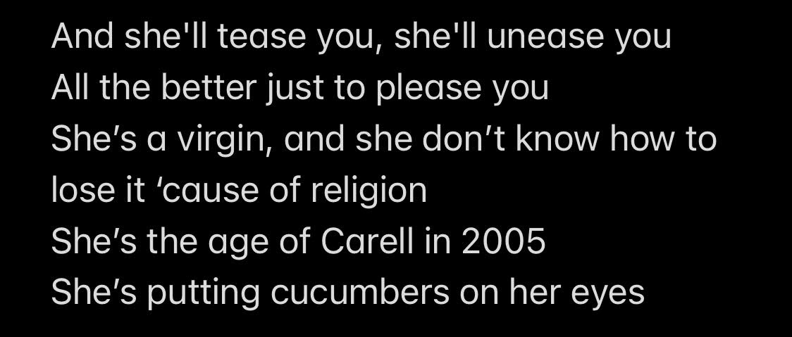 evidently I've reached the point in personal work where I'm writing a Weird Al parody of "Bette Davis Eyes" about myself
