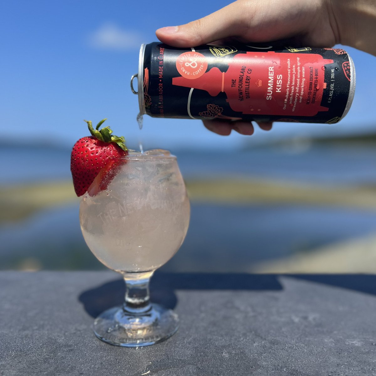 ‘Feels something like summertime, Top down and nothin' but time…’ Our Summer Kiss is perfect for dreamy summertime days and nights, with our Rhubarb Vodka, strawberry simple syrup, &amp; freshly squeezed lemon juice all mixed into a Ready-to-Drink can!