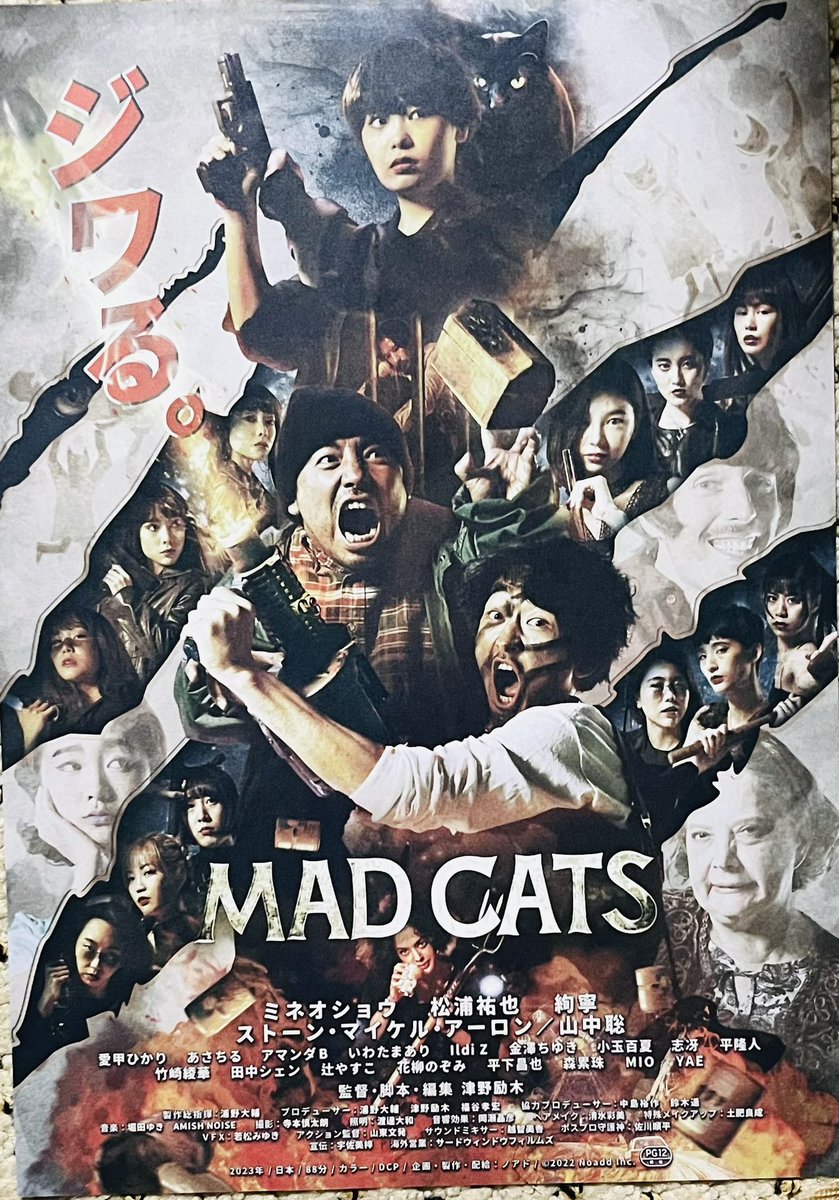HIGASIDAI's tweet photo. とても強烈な映画を観た。ストーリーはぶっ飛んでいて、カオスの世界が渦巻いていているが、底知れぬパワーを感じた。
女優陣の超一流の殺陣は必見。
9月1日公開とのこと。

#MADCATS #津野励木監督　#辻やすこ　#絢寧 https://t.co/qwklYkZ9L5
