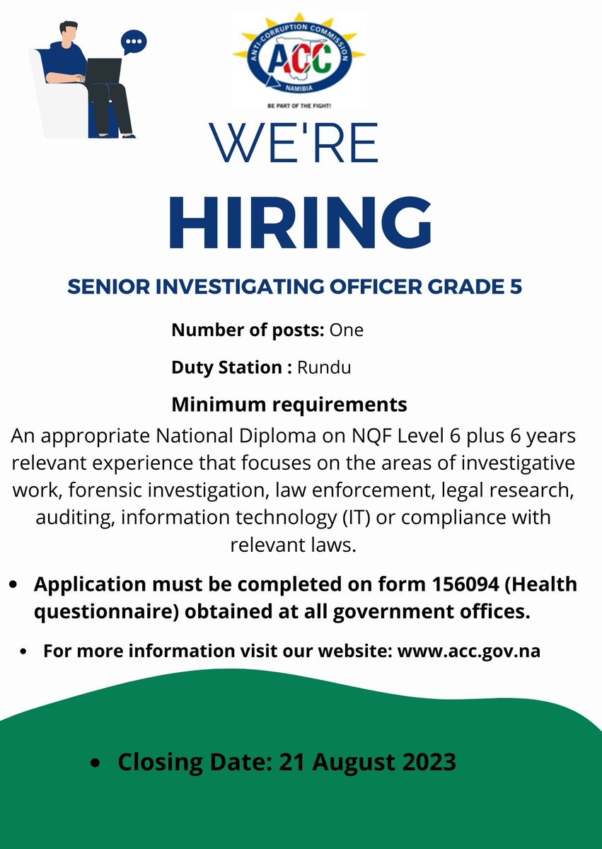 ACCNamibia's tweet photo. Opportunity knocks.. https://t.co/WXR4D1BkSw
#weareexpanding #joinournewoffice #jointheACC #BepartoftheFight https://t.co/rax9B4G0NW
