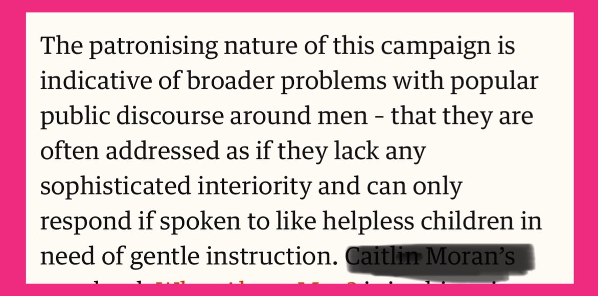 This is the crux of it for me, with the “Maaaaaaaate” campaign.

Men are geniuses. Right? They’re CEOs. They’re billionaires. They run the world. Do they really need a slogan to start fighting misogyny? Really?

This article from <a href="/jasebyjason/">Jason</a> is SO spot on amp-theguardian-com.cdn.ampproject.org/c/s/amp.thegua…