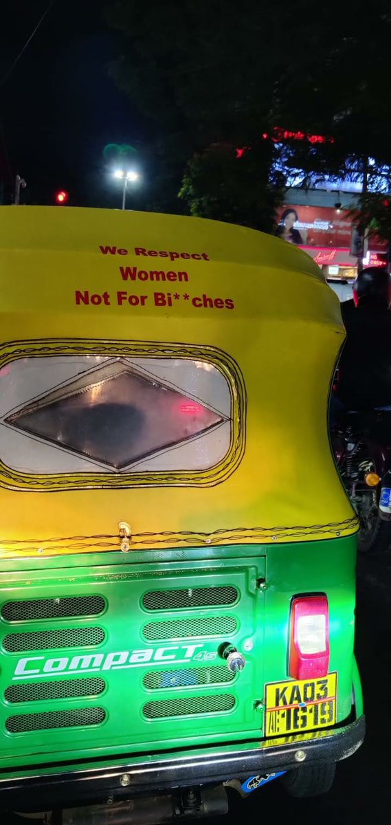 Respected @BlrCityPolice @CPBlr @alokkumar6994 @blrcitytraffic @CCBBangalore @DgpKarnataka @micolayoutps @acpmicolayout today evening, one of my friends saw this auto rickshaw in BTM layout 2nd stage with this kind of absurd/disturbing statement... Kindly look into this ASAP 🙏🏻🙏🏻