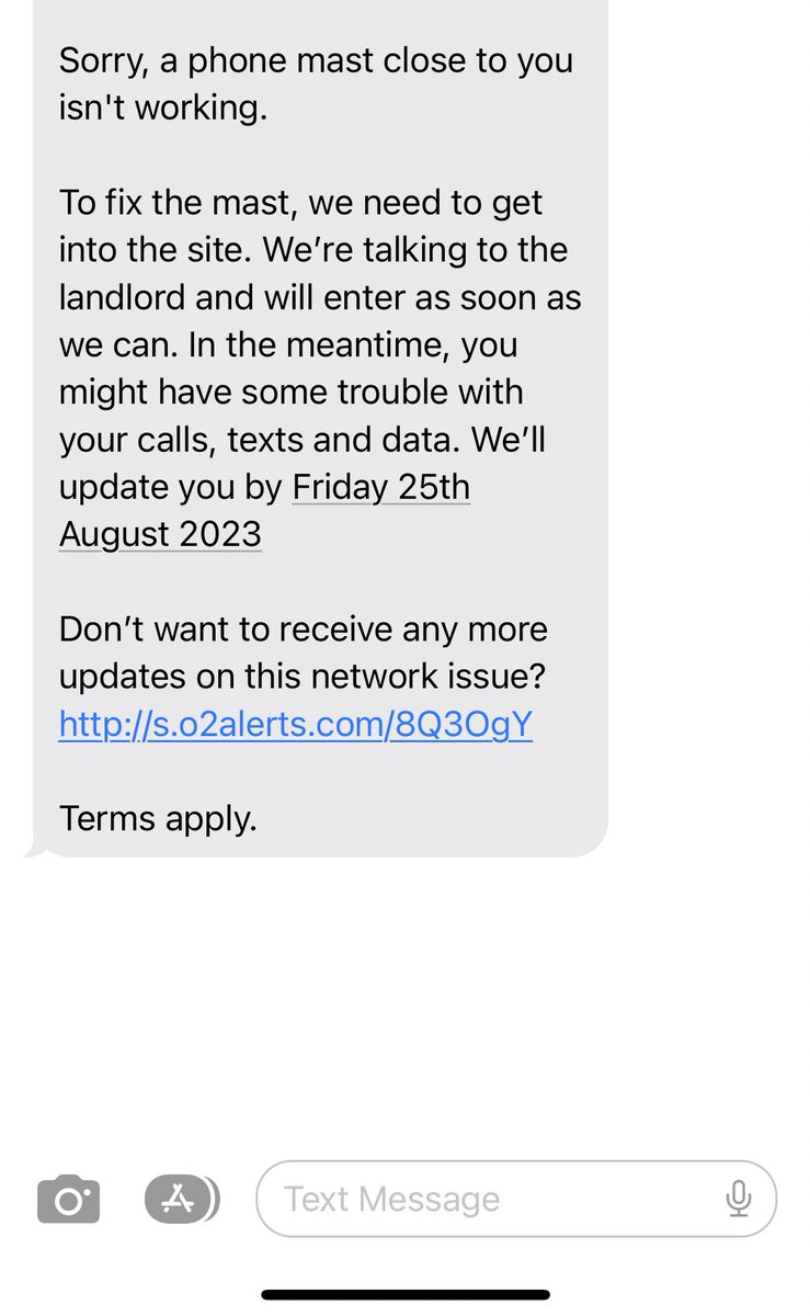 ds_fletch's tweet photo. @O2 Still not had any signal for weeks and no progress made with #o2 getting to the mast in N20!! 25th august cannot be a reasonable deadline to wait when it’s already been down a month!!  Pay your landlord the bill!!! https://t.co/db4VAh92kz