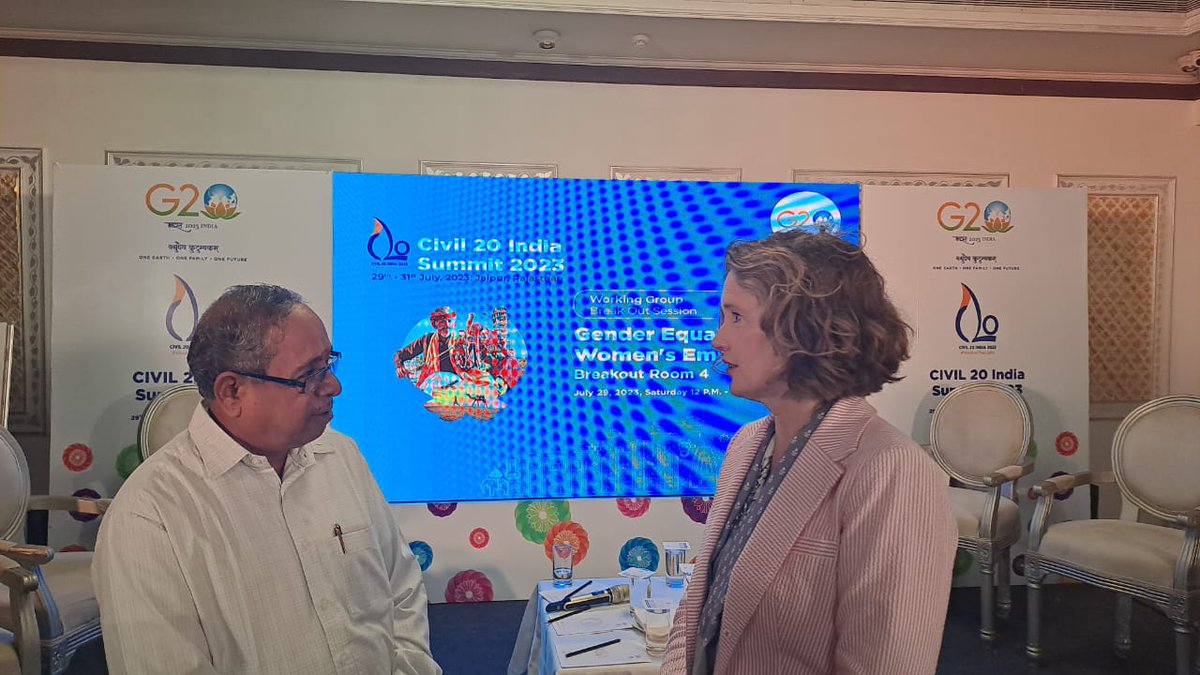 L20 Chief Coordinator Shri B Surendran participated in the <a href="/C20EG/">Civil20India2023</a> Final summit in #Jaipur.

#L20 and C20 converge on our respective priority areas i.e. Women &amp; Future of Work &amp; Gender Equality and Women Empowerment. We hope that our efforts bring forth effective policy