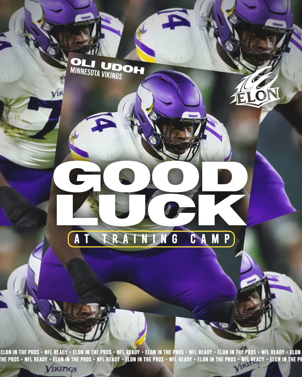 Wishing <a href="/OliUdoh/">Olisaemeka Udoh</a> good luck as he starts training camp with the <a href="/Vikings/">Minnesota Vikings</a>! 

#VikingsCamp | #SKOL | #ElonInThePros | #NFLReady | #AED