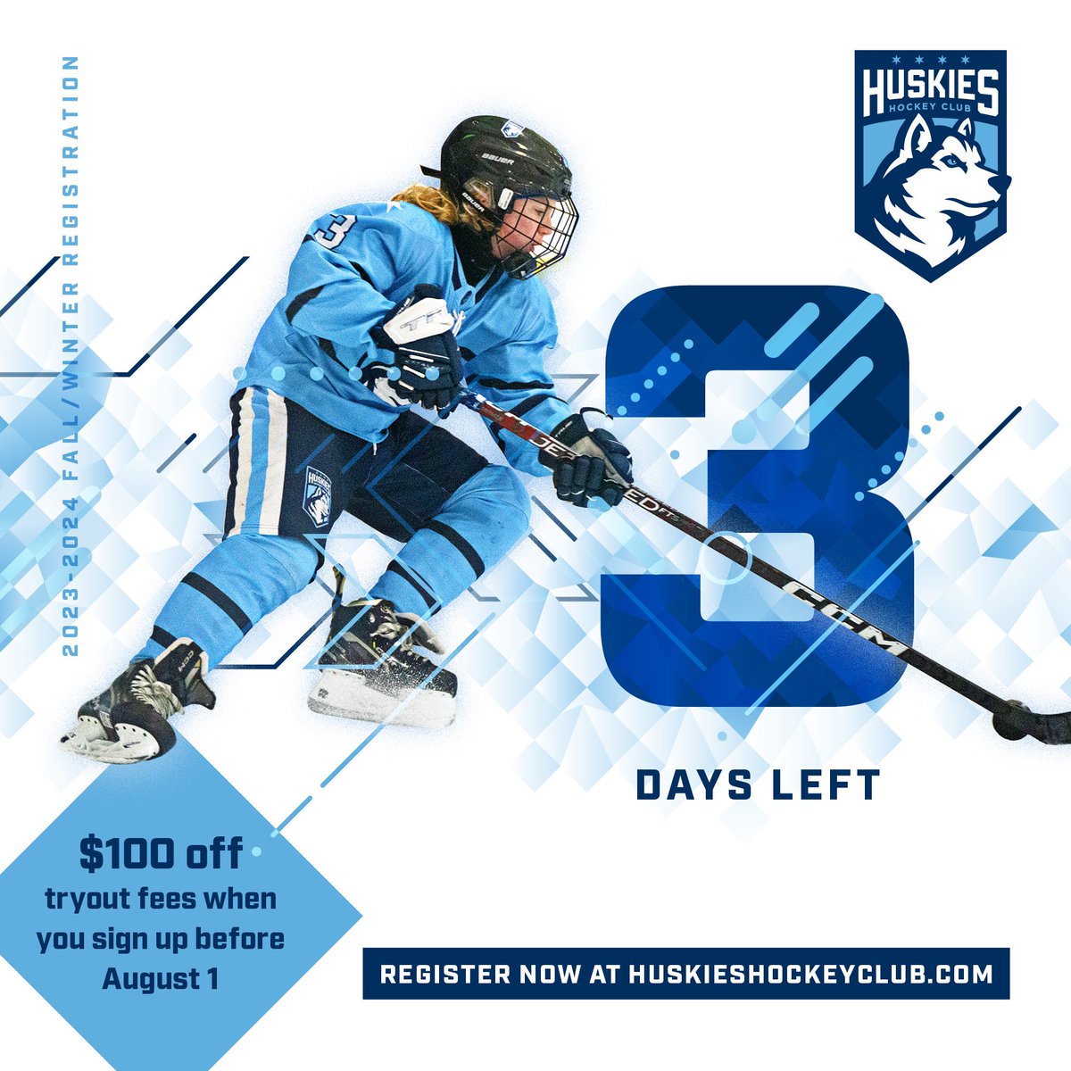 Only 3 more day until prices increase! Register today! 

huskieshockeyclub.sportngin.com/register/form/…

#wearehuskies #wearehuskieshockey #webuildchampions #morehockeylesscrazy