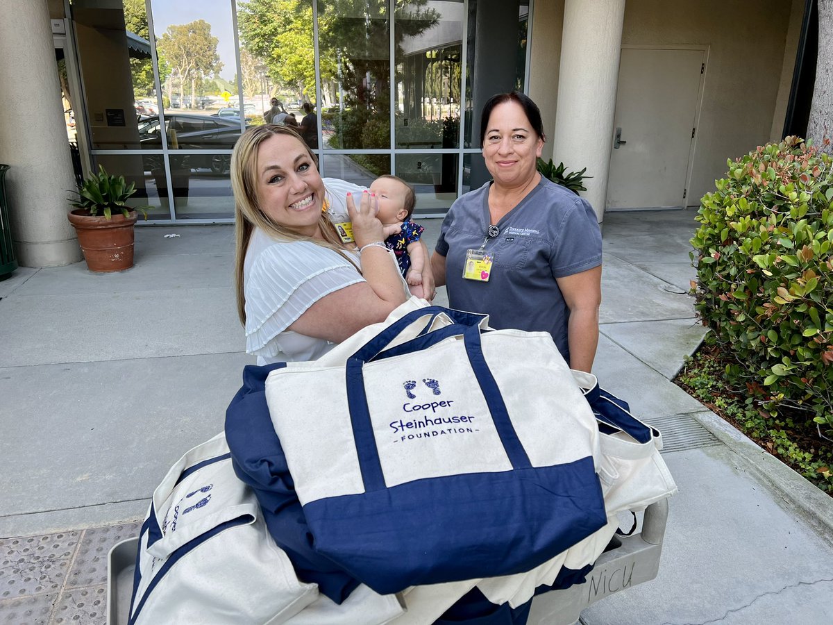 CSFoundation22's tweet photo. Our newest intern, Cooper’s sister, visited @torrancememorial to deliver Cooper Cares bags and meet the amazing staff of the NICU. Thank you for all the work you do for NICU babies and families! #nicusupport #nicubaby #nicunurse #nicusocialworker #nicumom #nicudad https://t.co/XI09zk11pN
