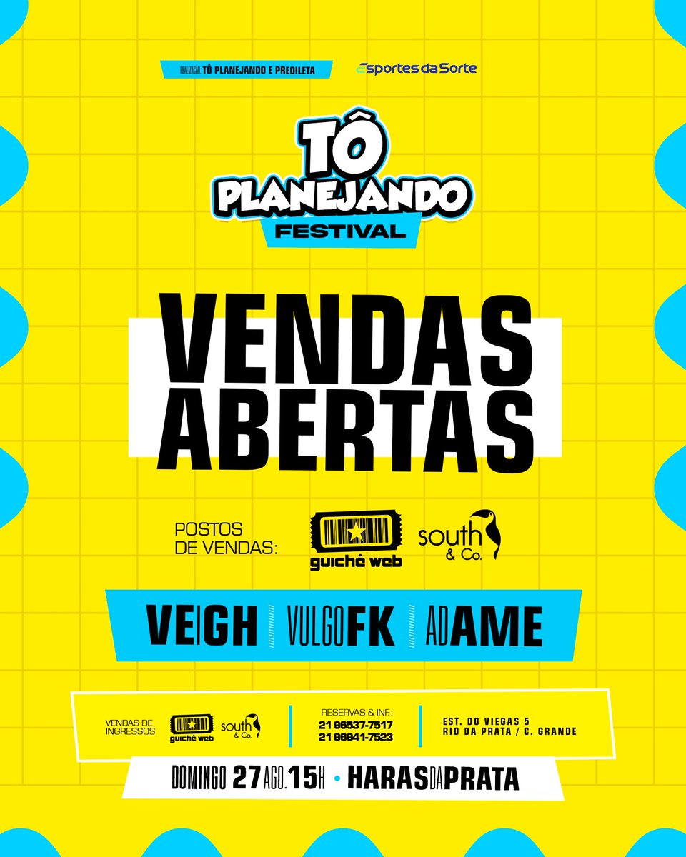 toplanejandoofc's tweet photo. VENDAS ABERTAS‼️

Corre e aproveite que o 1º Lote é LIMITADO!

Confimados: VEIGH, VULGO FK E ADAME.

Ingressos: https://t.co/H7xDKKQSe3 https://t.co/avt2BIJGMS