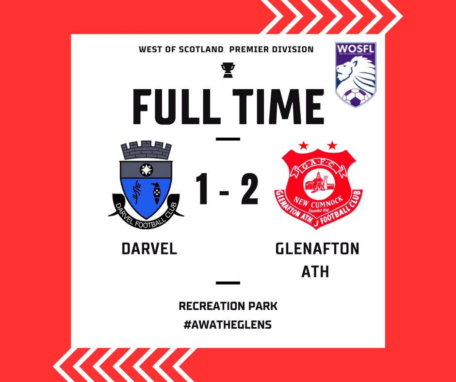 90’| FULL TIME

What a performance from the Glens as we leave Recreation Park with 3 points 🔥

<a href="/OfficialWoSFL/">West of Scotland Football League 🏴󠁧󠁢󠁳󠁣󠁴󠁿</a> 

#awatheglens 🔴⚪️