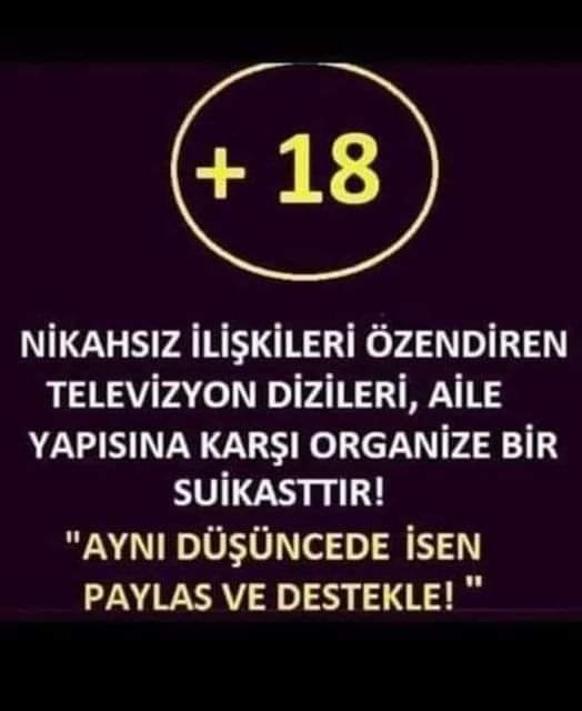 571busra_35's tweet photo. Tüm TV dizileri nikahsız  ilişkileri 
Ahlaksızlığı  özendiriyor rütük  diye bir kurum var evlere şenlik 
Hergün bu aziz milletin milli manevi ahlaki köklerimize dinamit döşeniyor 
Artık yeter biz millet  olarakda kendimize gelme zamanı  geldi 
Yoksa geleceğimiz karanlık olacaktır https://t.co/7VoLXrNqAA
