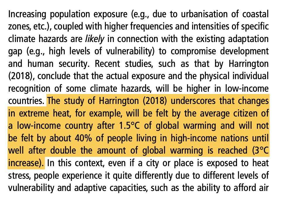 Climate impacts for the average citizen of a low-income country at 1.5°C of global warming will not be felt by ~40% of people living in high-income nations until >3°C of global warming. 😩 #ClimateInjustice

h/t @eroston
