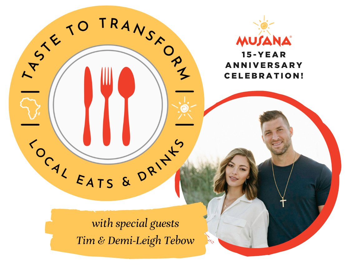 denvermattress's tweet image. 🎉 Celebrate 15 years of impact with @MusanaCDO at #TastetoTransform presented by Denver Mattress and Furniture Row on 9/16! Don't miss the inspiring night with Tim and Demi Leigh Tebow. 🙌 Get your tickets: bit.ly/3kbJ9Jy #CharityEvent #DenverEvent
