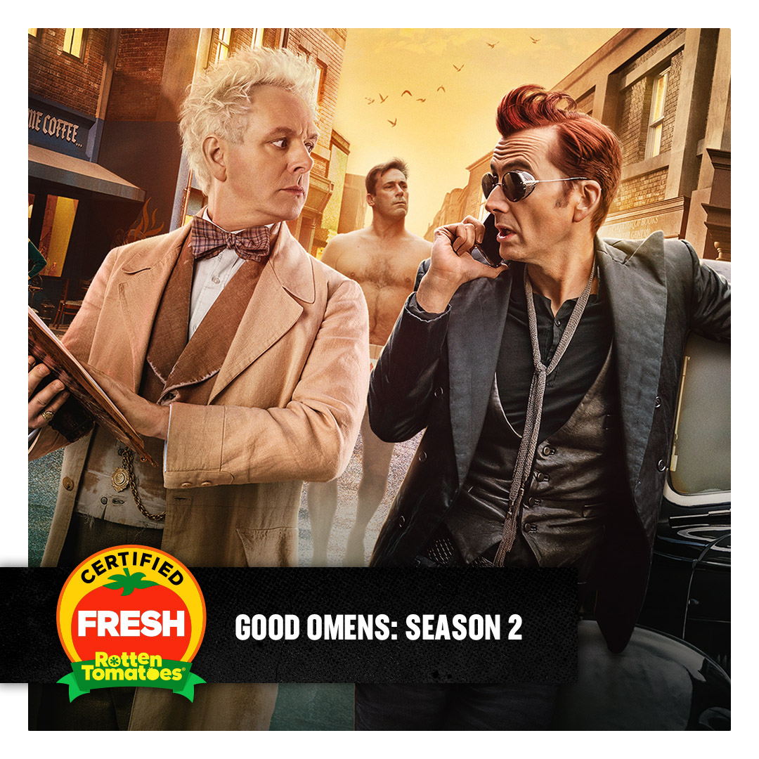 #GoodOmens season 2 is #CertifiedFresh at 86% on the Tomatometer, with 36 reviews. bit.ly/3DyItIr