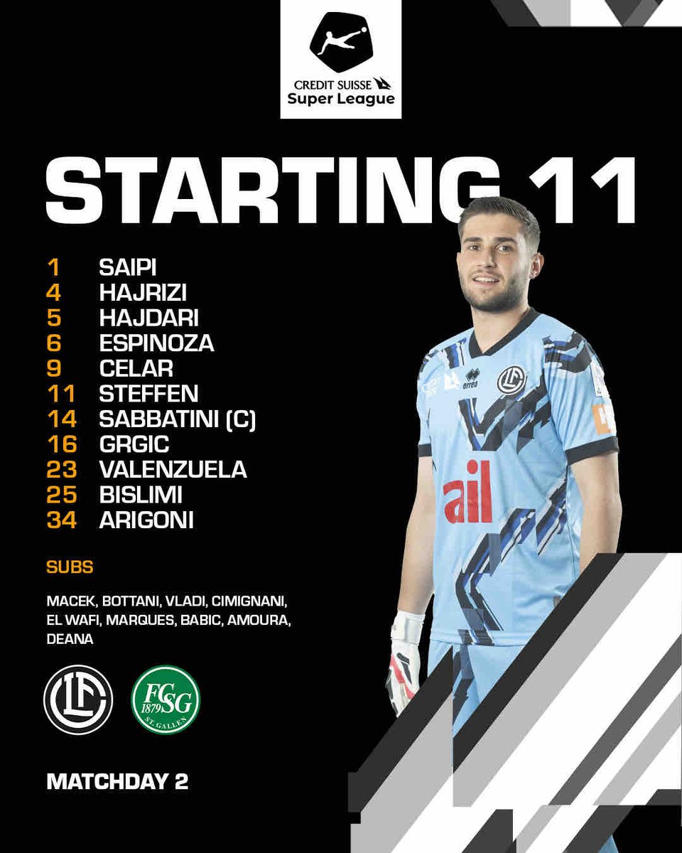 ⚪️⚫️ 𝐑𝐞𝐚𝐝𝐲 𝐭𝐨 𝐫𝐮𝐦𝐛𝐥𝐞 ⚔️ Ecco la nostra formazione ufficiale per la sfida di Cornaredo contro il San Gallo ⚽️ FORZA LUGANO ‼️

#fclugano #lugano #FCL #CSSL #LUGFCSG #LuganoSanGallo #Matchday #StartingXI