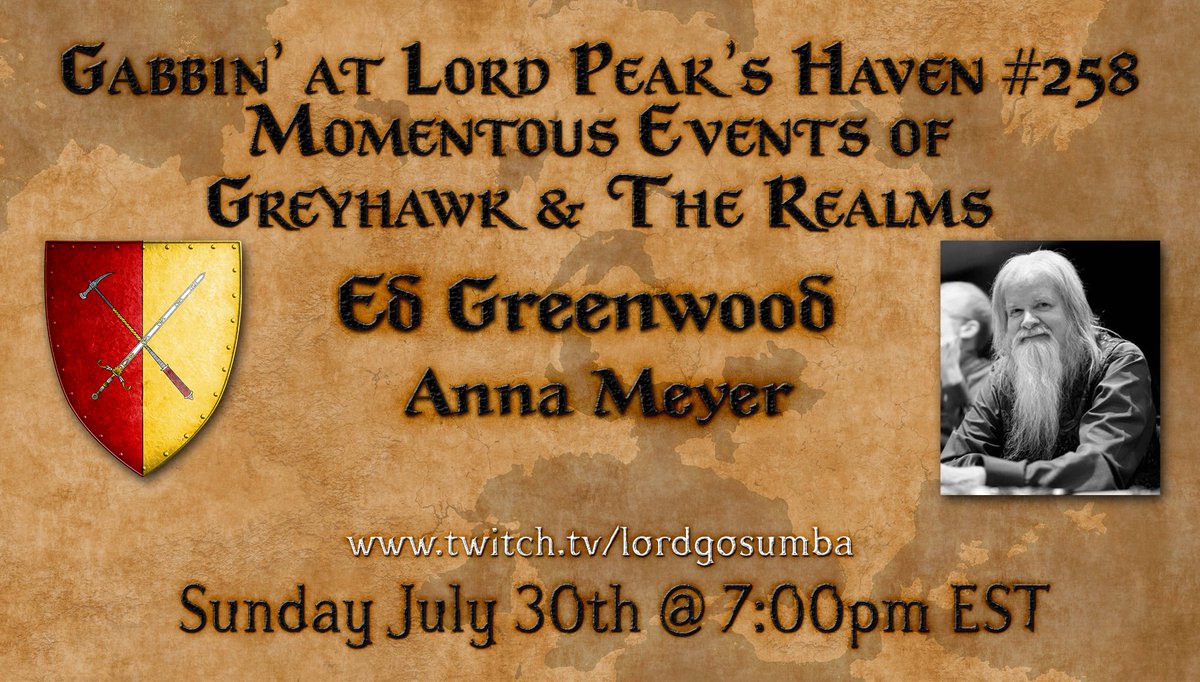 LGosumba's tweet photo. Sunday @TheEdVerse returns with @anna_b_meyer & Gabbin #258: Momentous Events of #Greyhawk & #ForgottenRealms! From the Invoked Devastation to Time of Troubles and beyond. @trolllordgames Giveaway! Sun 7/30 7:00 PM EDT https://t.co/YE8pyC8H7b #DnD #ttrpg #OSR #talksshow #dnd5e https://t.co/BBizx3KKs5