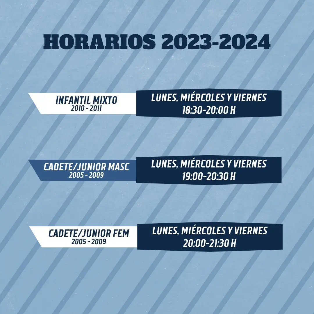 🗓️⏰ 𝙃𝙊𝙍𝘼𝙍𝙄𝙊𝙎 𝘿𝙀 𝙇𝘼 𝘾𝘼𝙉𝙏𝙀𝙍𝘼 2️⃣0️⃣2️⃣3️⃣➖2️⃣0️⃣2️⃣4️⃣

¡No te pierdas la oportunidad de formar parte de nuestro club y disfrutar del deporte con nuevos/as amigos/as! ⛹🏾‍♀️⛹🏻‍♂️

🔹s ᴜ ᴍ ᴀ ᴛ ᴇ 🔹