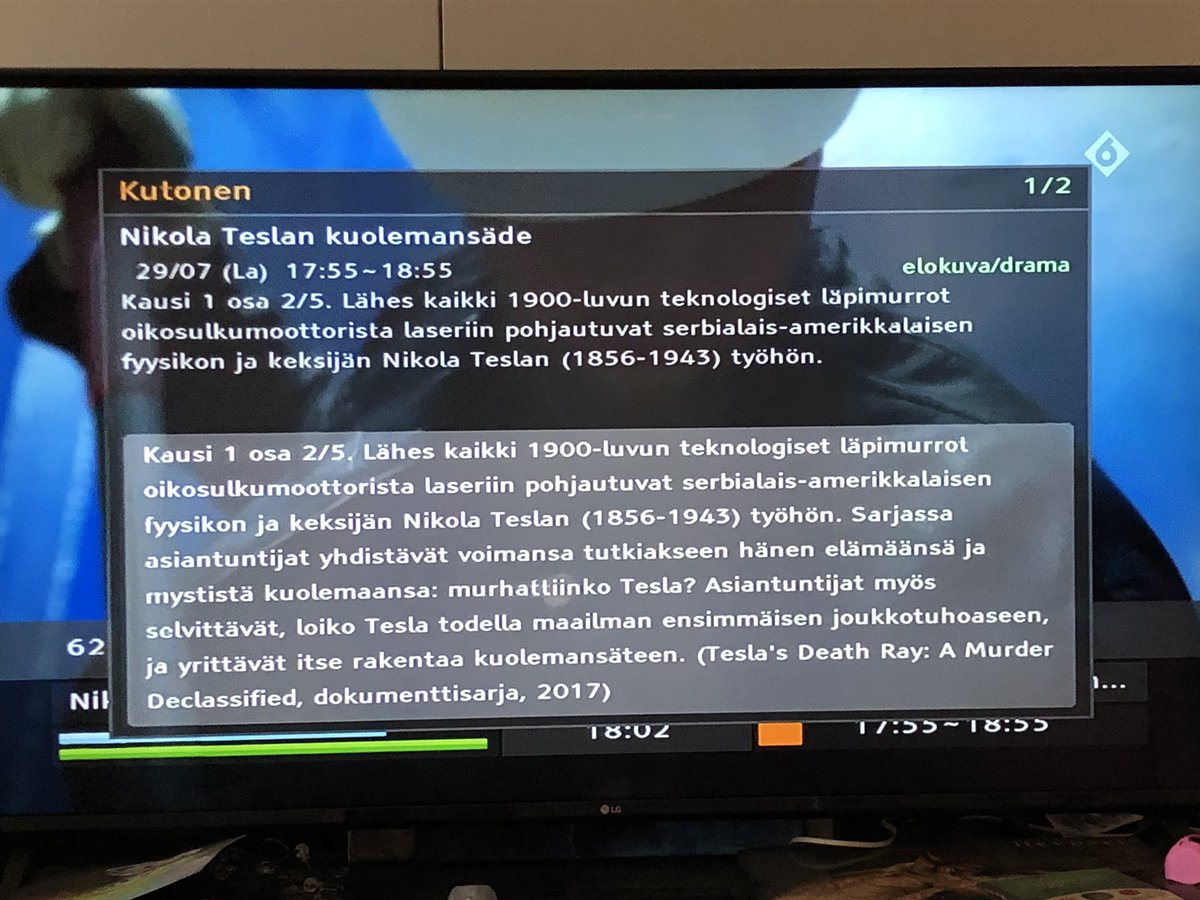TolonenSari's tweet photo. Tämmöistä ohjelmaa telkussa menoillaan😯;
#nikolatesla #teslasdeathray https://t.co/epFQNtGyPx